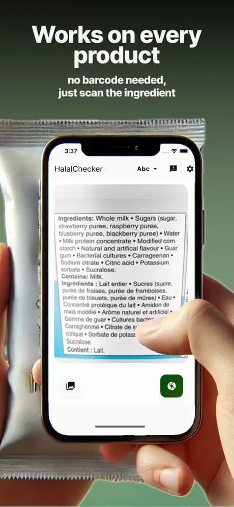 HalalChecker AI scanning food label