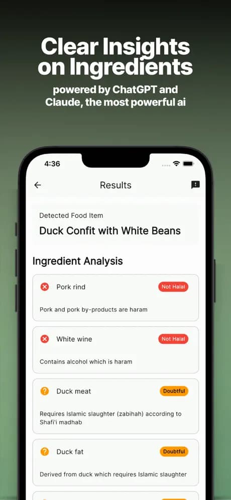 HalalChecker AI analyzing ingredients